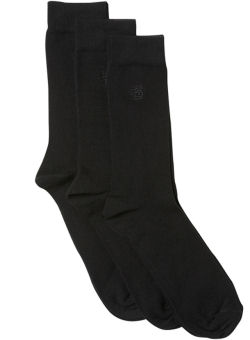 Black 3 Pack Embroidered Socks