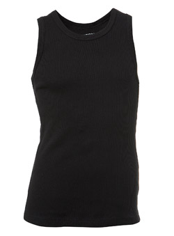 Black Rib Cotton Vest Top