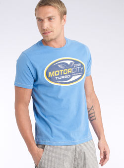 Blue `otorcity`Printed T-Shirt