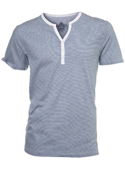 Burton Blue Striped Notch Neck T-Shirt