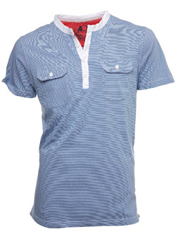 Blue Striped Pocket Grandad T-Shirt