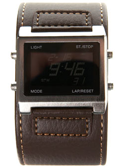 Brown Wide Cuff Multi Function Digital Watch