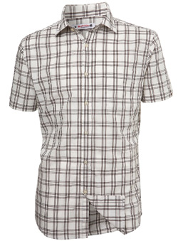Burton Cream and Brown Check Short Sleeve Casual Shirt