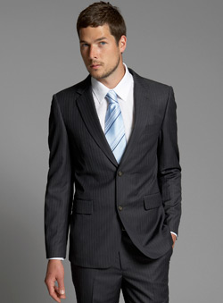 Burton Dark Steel Fine Pindot Stripe Suit Jacket