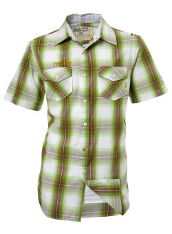 Green And Brown Check 2 In 1 Short Sleeve Casual Shirt