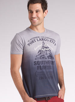 Grey Dip Dye `outhern Florida`Printed T-Shirt