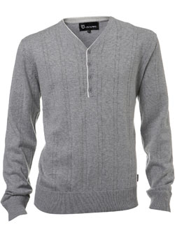 Grey Unsung Hero Knitted Y-Neck Jumper