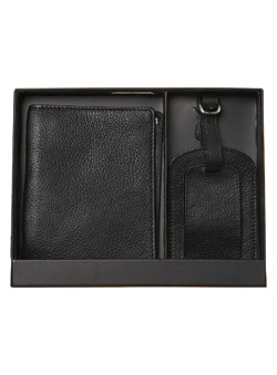 Leather Passport Holder and Luggage Tag Box Set