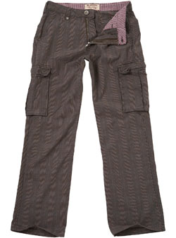 Mid Brown Check Cargo Trousers