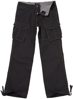 Navy Coated Cotton Cargo Trousers