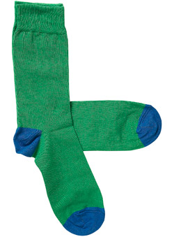 Pack of 1 Green and Blue Toe and Heel Contrast Socks