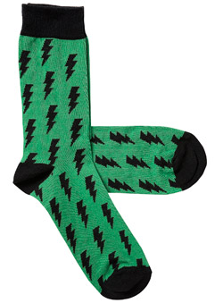 Pack of 1 Green Lightning Print Socks