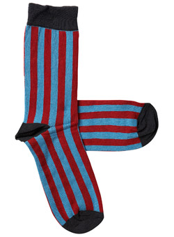 Pack of 1 Red And Blue Stripe Socks