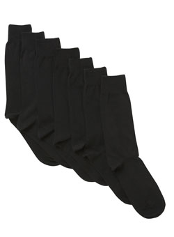 Pack of 7 Plain Black Value Socks
