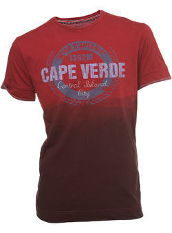 Red Dip Dye `ape Verde`Printed T-Shirt
