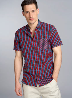 Burton Red Short Sleeve Check Fitted Shirt