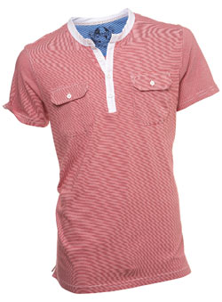 Red Striped Pocket Grandad T-Shirt