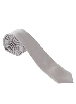 Silver Textured Skinny Tie