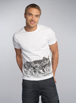 White `ad` Army`Printed T-Shirt