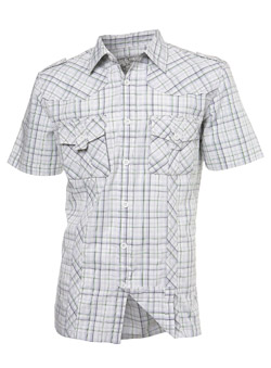 White and Green Check Short Sleeve Casual Shirt