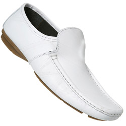 Burton White Leather Casual Loafer Shoes