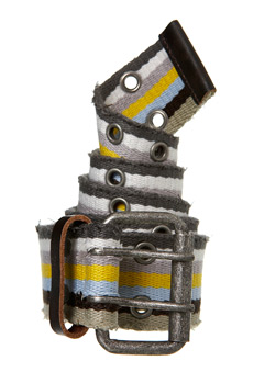 Burton Yellow, Blue, and Cream Stripe Canvas Printed Eyelet Belt