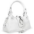 White Pebble Italian Leather Horsebit Handbag