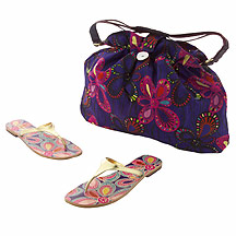 Butterfly by Matthew Williamson Gold hard sole flip flop with multi coloured sole