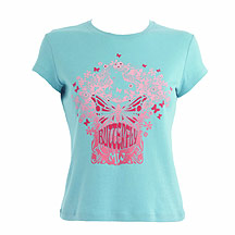 Turquoise butterfly print t shirt