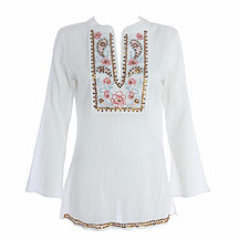 White crinkle sequin blouse