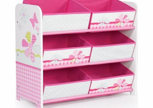 Butterfly Girls Pink Patchwork 6 Bin Storage