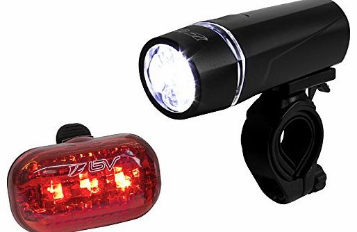 Bicycle Light Set Super Bright 5 LED Headlight, 3 LED Taillight, Quick-Release