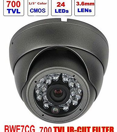 E7CG 1/3`` CMOS 700TVL IR-Cut Filter Outdoor Dome CCTV Camera Metal Weatherproof IR Night Vision Home Security (Brand: BW)