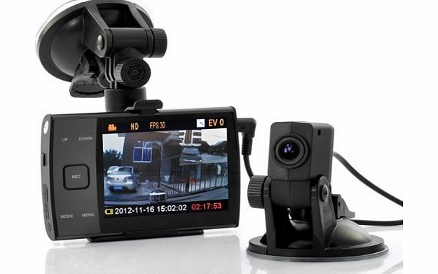 BW S3000L 3.5 Inch Display HD 720p Dual Cameras (Forward and Rearview) Car DVR Video Recorder with 120 Wide Degree