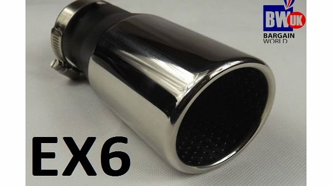 STAINLESS STEEL EXHAUST TRIM TIP MUFFLER PIPE ROUND CHROME TAIL TO 70MM UNIVERSAL EX6