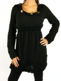 New Ladies Sexy Black Knitted Dress Womens Top 8 10 12