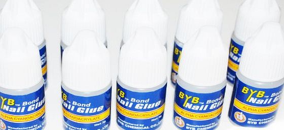 BYB CHEMICAL CO., LTD. 10 x 3g Professional Strong Glue for False Acrylic Nail Art Tip