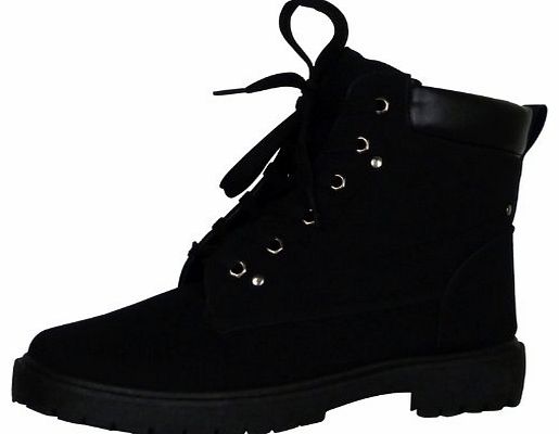 A15 Womens Girls Desert Lace Up Boots Black / Black Sole Size 7 UK