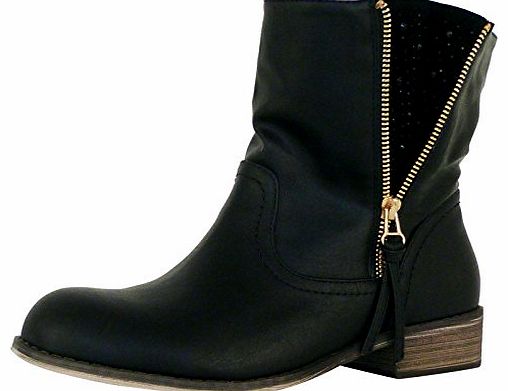 womens flat black boots