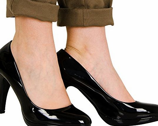 ByPublicDemand Monique High Heel Stiletto Smart Court Shoes Ladies Party Office Work Black Patent Size 4 UK