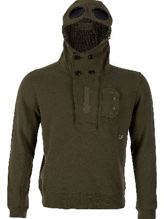 C.P Company Hooded Goggle Lens Sweatshirt Khaki