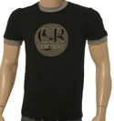 C.P. Company Mens C.P. Company Black & Grey Cotton T-Shirt with Large Logo