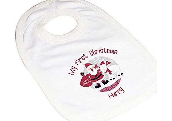C.P.M. Personalised Rooftop Santa My First Christmas Bib