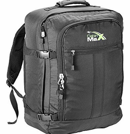 Backpack Flight Approved Carry On Bag Massive 44 litre Travel Hand Luggage 55x40x20 cm - Metz Black