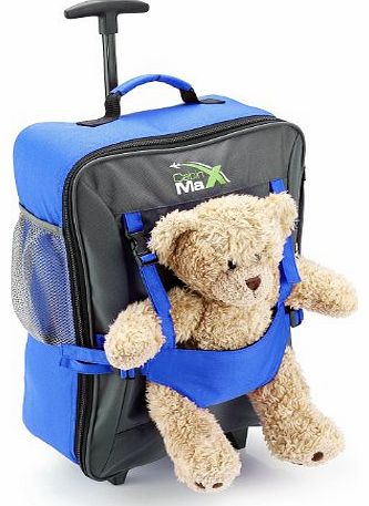 Bear Childrens luggage carry on trolley suitcase - blue