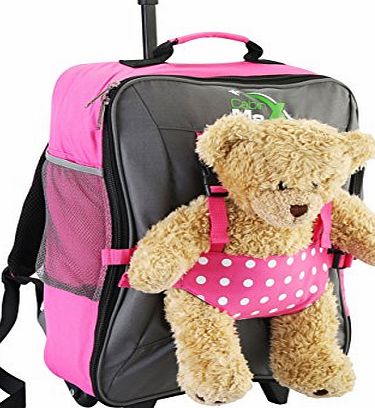 Cabin Max Spotty Bear Bag Trolley with backpack straps (Pink) (Pink)