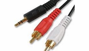 Cable-Core Cable-Tex 3.5mm Jack to 2 x RCA Phono Stereo Audio Cable 3m Lead