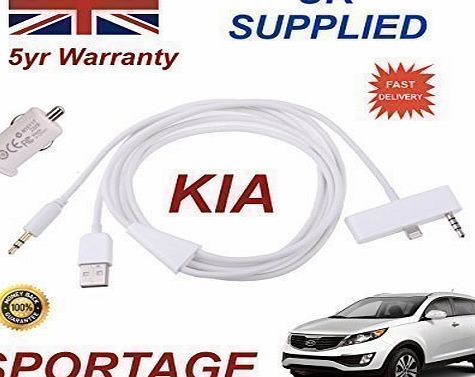 cablesnthings KIA SPORTAGE iphone 6 connectivity audio 3.5mm Aux amp; USB Cable with USB Power Adapter