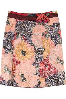Cacharel Floral brocade pleat front skirt