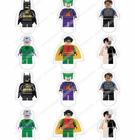 Cakeshop 12 x PRE-CUT Lego Batman Stand Up Edible Cake Toppers - Premium Wafer Paper